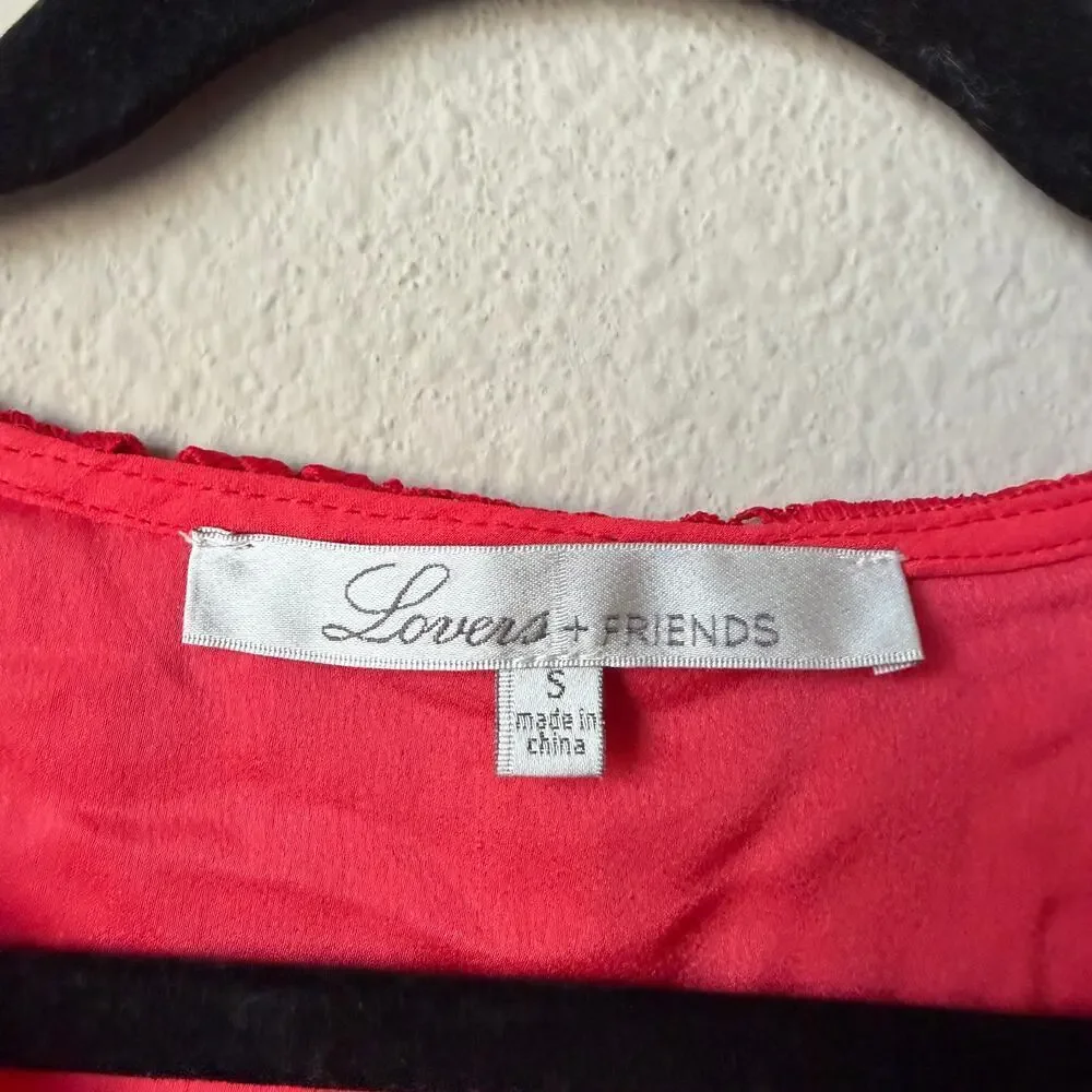 Lovers + Friends Daycation Coral Red Crochet Crop Top Size S